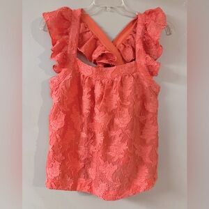 Anthropologie Ruffled Pink Blouse SZ M